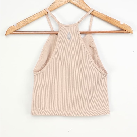 Free People Movement Cropped Run Beige Ribbed Tank - Picture 6 of 9